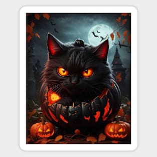 creepy black cat for halloween Magnet